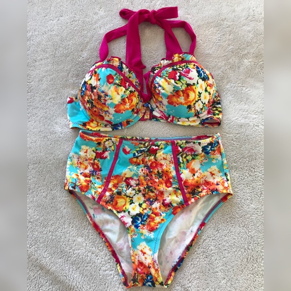 Betsey Johnson Other - Betsy Johnson Floral High Waisted Ruffle Bikini
